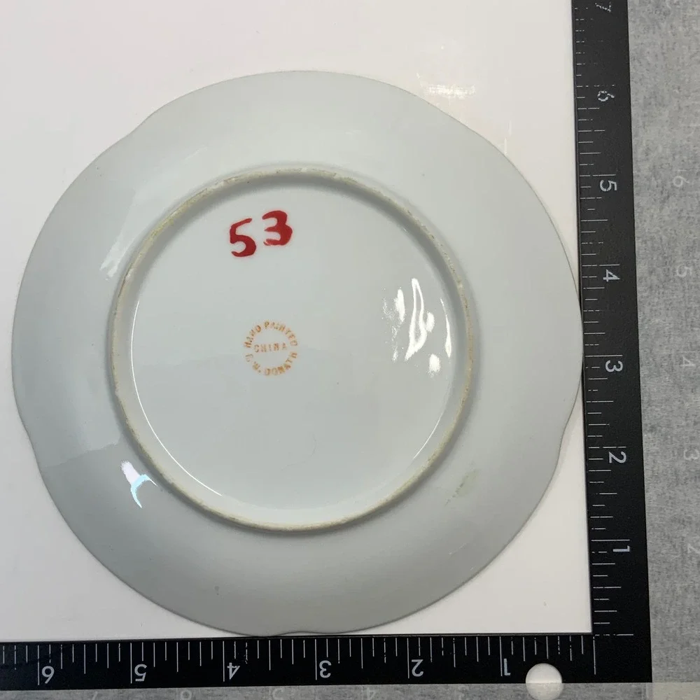 Vintage E W Donath Berry Pattern Porcelain Green Yellow 6 Inch Saucer Koner